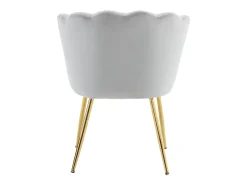 Silla de comedor tapizada en terciopelo con cojín y patas de metal - respaldo pétalo - madera - gris