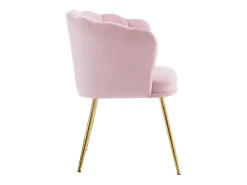 Silla de comedor tapizada en terciopelo con cojín y patas de metal - respaldo pétalo - madera - rosa