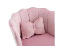 Silla de comedor tapizada en terciopelo con cojín y patas de metal - respaldo pétalo - madera - rosa