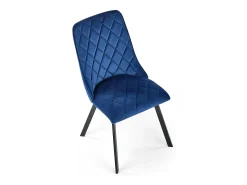 Silla de comedor tapizada en terciopelo azul con patas de metal negro ODUNA