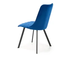 Silla de comedor tapizada en terciopelo azul con patas de metal negro ODUNA