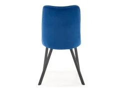Silla de comedor tapizada en terciopelo azul con patas de metal negro ODUNA