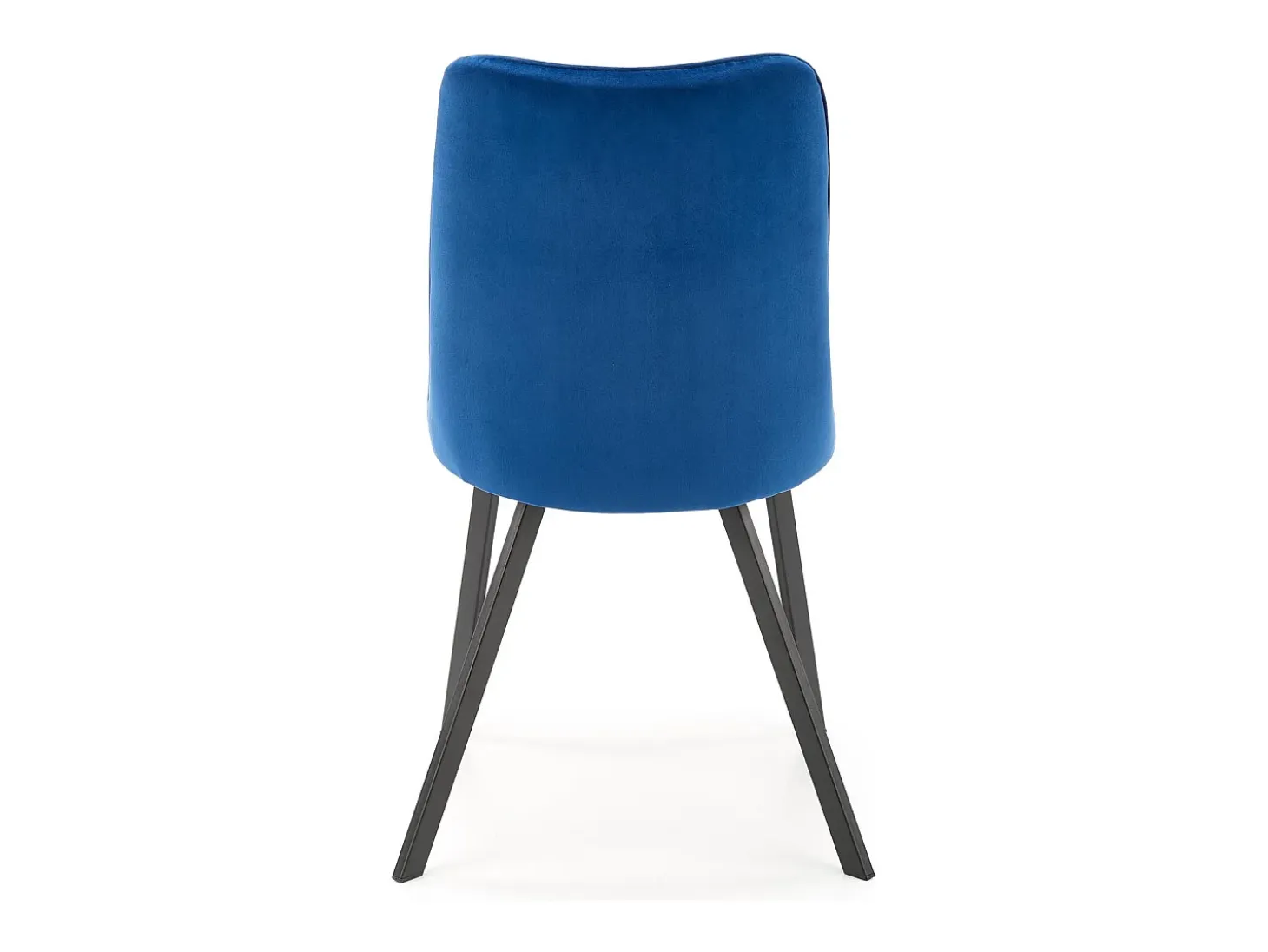 Silla de comedor tapizada en terciopelo azul con patas de metal negro ODUNA