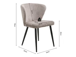 Silla de comedor TORONTO – Terciopelo acanalado color arena – Patas de metal negro – Estilo diseño