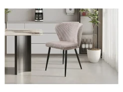 Silla de comedor TORONTO – Terciopelo acanalado color arena – Patas de metal negro – Estilo diseño