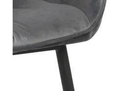 Silla de comedor usada con reposabrazos grises.