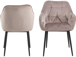 Silla de comedor usada con reposabrazos color rosa.