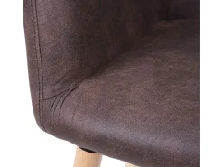 Silla de comedor Vaasa T381 (juego de 6), textil, vintage marrón oscuro, patas claras