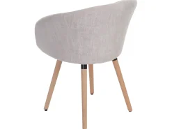 Silla de comedor Vaasa T633 (juego de 6), Textil, crema/gris
