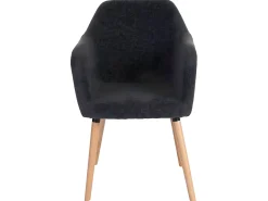 Silla de comedor Vaasa T381 (juego de 6), textil, gris, patas claras