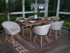 Silla de comedor Vaasa T633, textil, crema/gris
