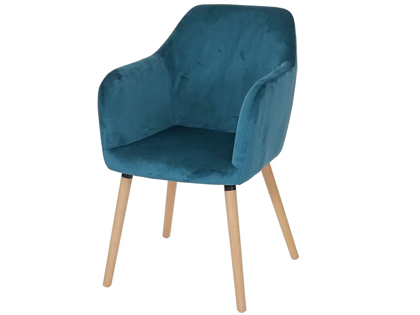 Silla de comedor Vaasa T381, terciopelo, azul petróleo, patas claras