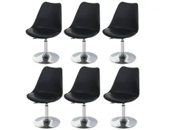 Silla de comedor Vaasa T501 (juego de 6), negro, base cromada