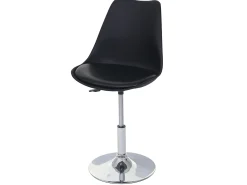 Silla de comedor Vaasa T501 (juego de 6), negro, base cromada