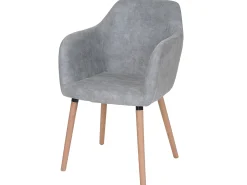 Silla de comedor Vaasa T381, textil, vintage gris hormigón, patas claras