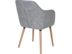 Silla de comedor Vaasa T381, textil, vintage gris hormigón, patas claras