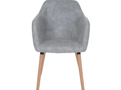 Silla de comedor Vaasa T381, textil, vintage gris hormigón, patas claras