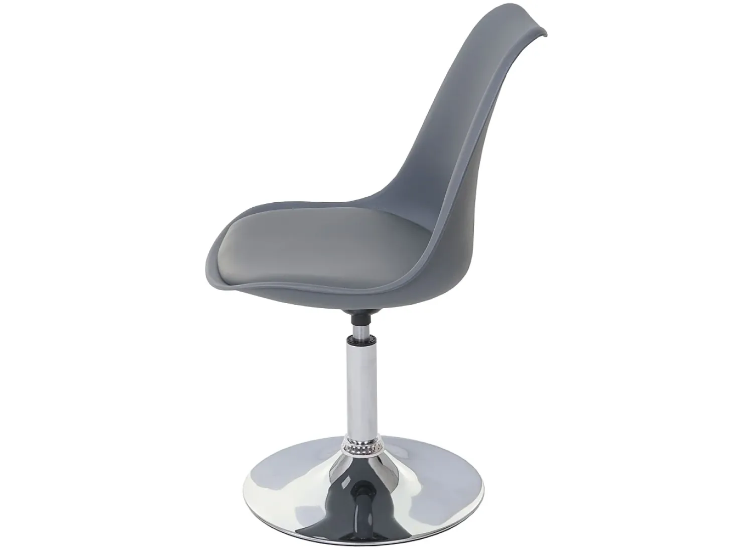 Silla de comedor Vaasa T501 (juego de 6), gris oscuro, base cromada