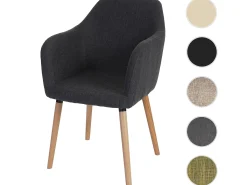 Silla de comedor Vaasa T381, textil, gris, patas claras