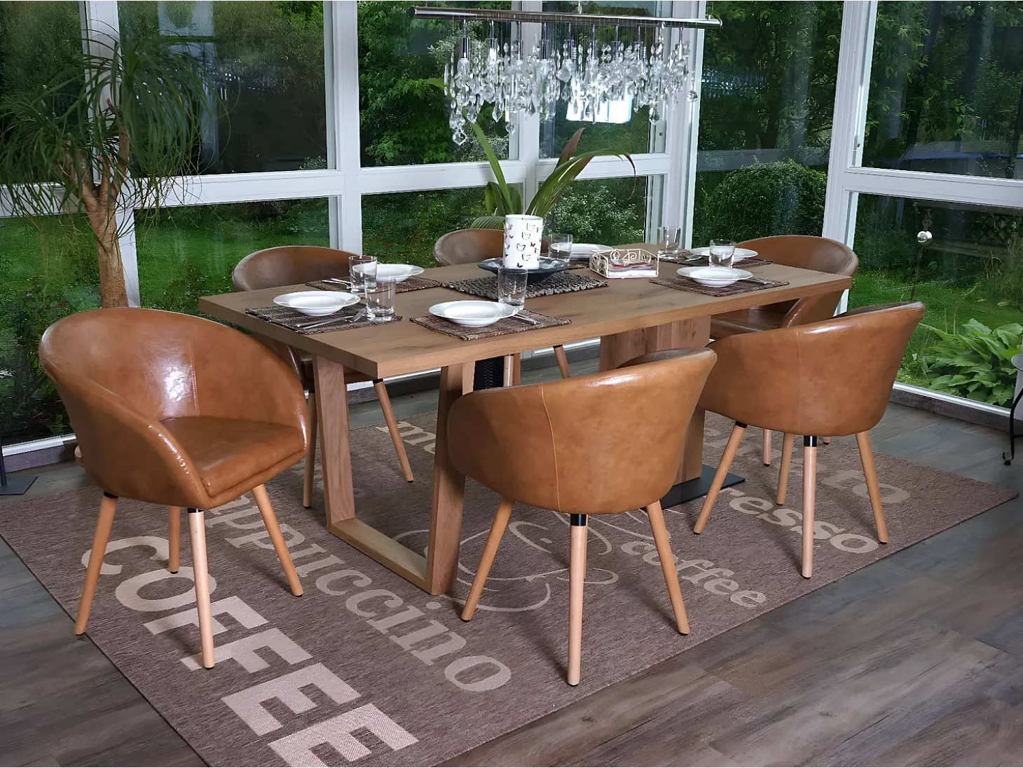 Silla de comedor Vaasa T633, piel sintética, imitación de ante