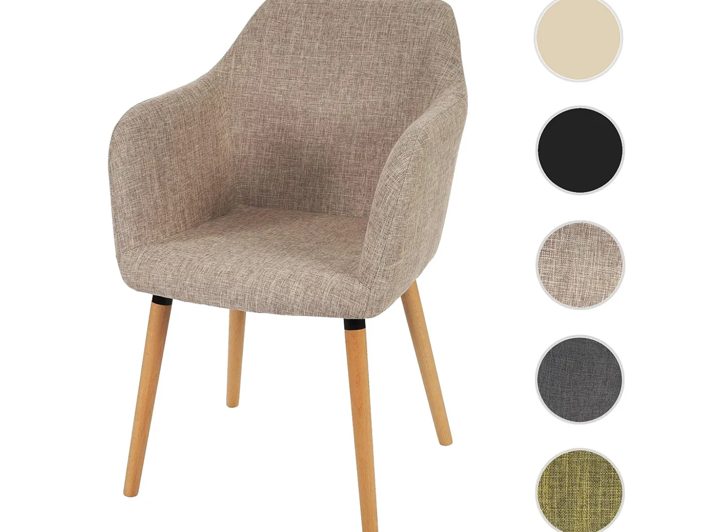 Silla de comedor Vaasa T381, textil, crema/gris, patas claras