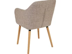 Silla de comedor Vaasa T381, textil, crema/gris, patas claras