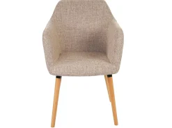 Silla de comedor Vaasa T381, textil, crema/gris, patas claras