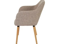 Silla de comedor Vaasa T381, textil, crema/gris, patas claras