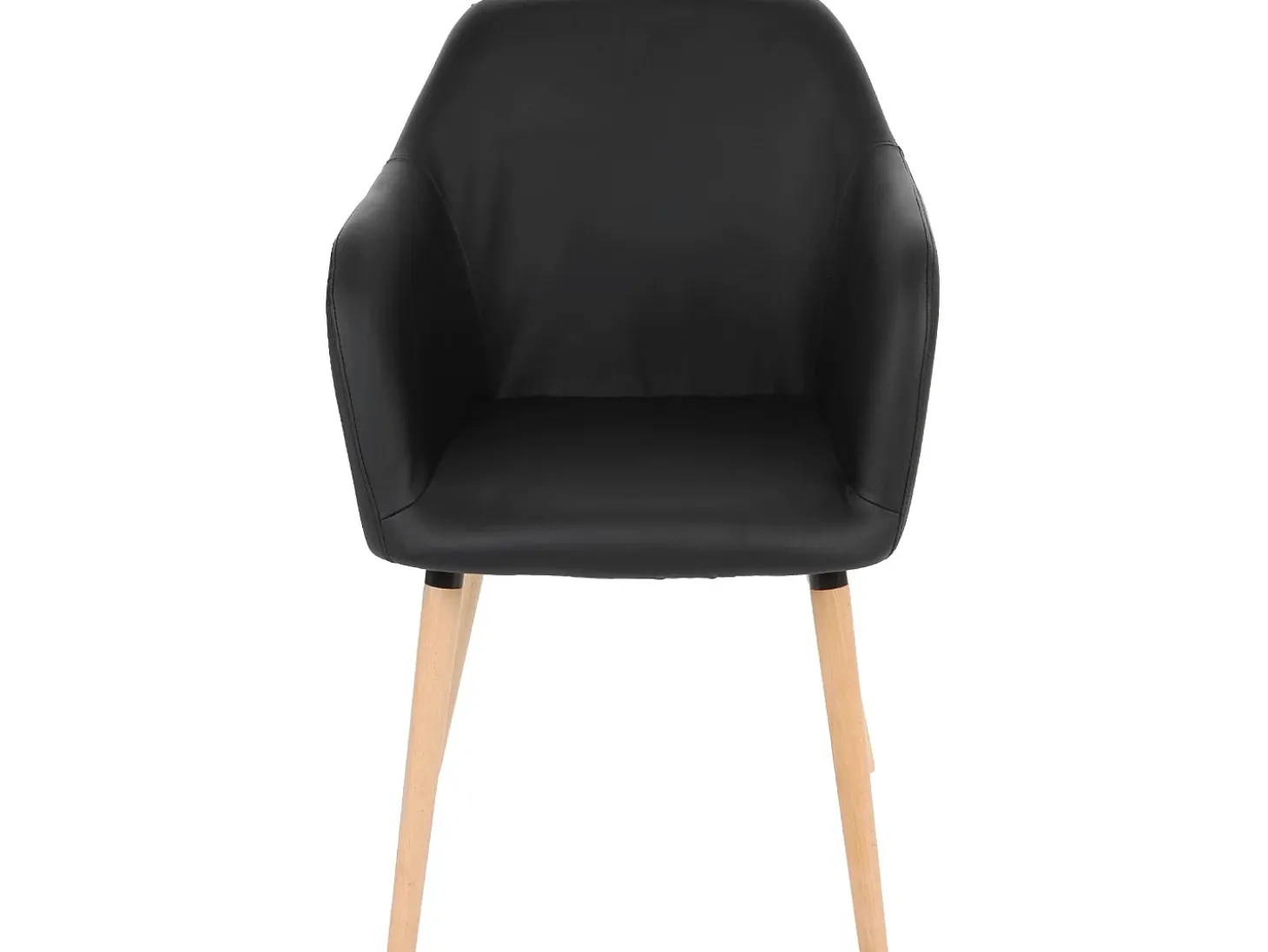 Silla de comedor Vaasa T381 (juego de 6), polipiel, negro, patas claras