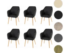 Silla de comedor Vaasa T381 (juego de 6), polipiel, negro, patas claras