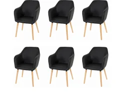 Silla de comedor Vaasa T381 (juego de 6), polipiel, negro, patas claras