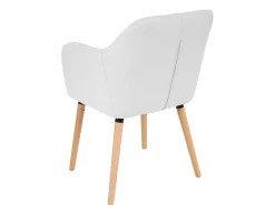 Silla de comedor Vaasa T381, polipiel, blanco, patas claras