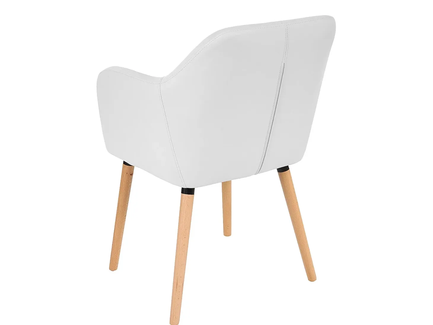 Silla de comedor Vaasa T381, polipiel, blanco, patas claras