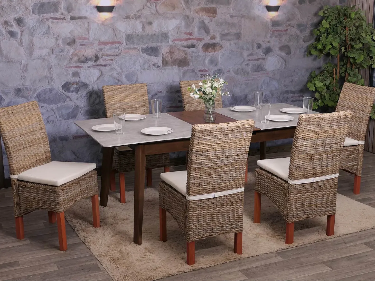 Silla de comedor Var (set de 2), con cojín de asiento