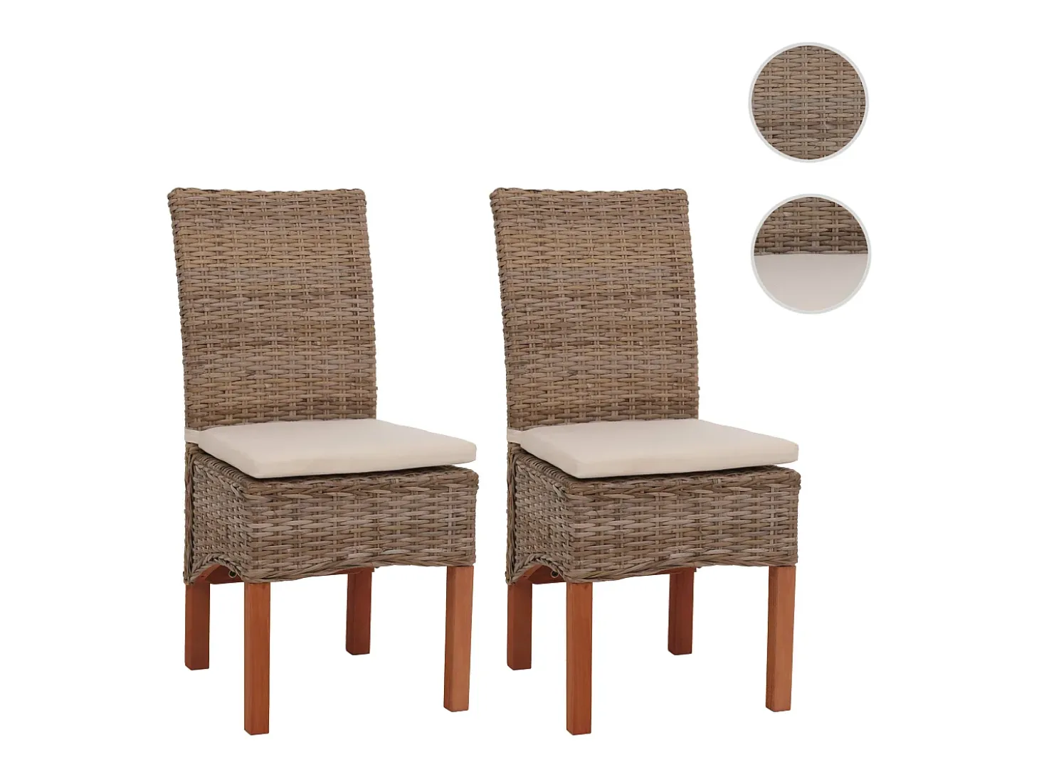 Silla de comedor Var (set de 2), con cojín de asiento