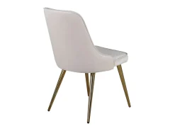 Silla de comedor VelvetDeluxe en terciopelo beige, decoración en latón.