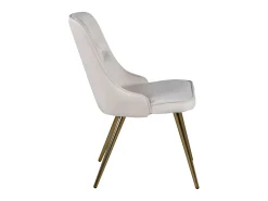 Silla de comedor VelvetDeluxe en terciopelo beige, decoración en latón.