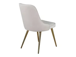 Silla de comedor VelvetDeluxe en terciopelo beige, decoración en latón.