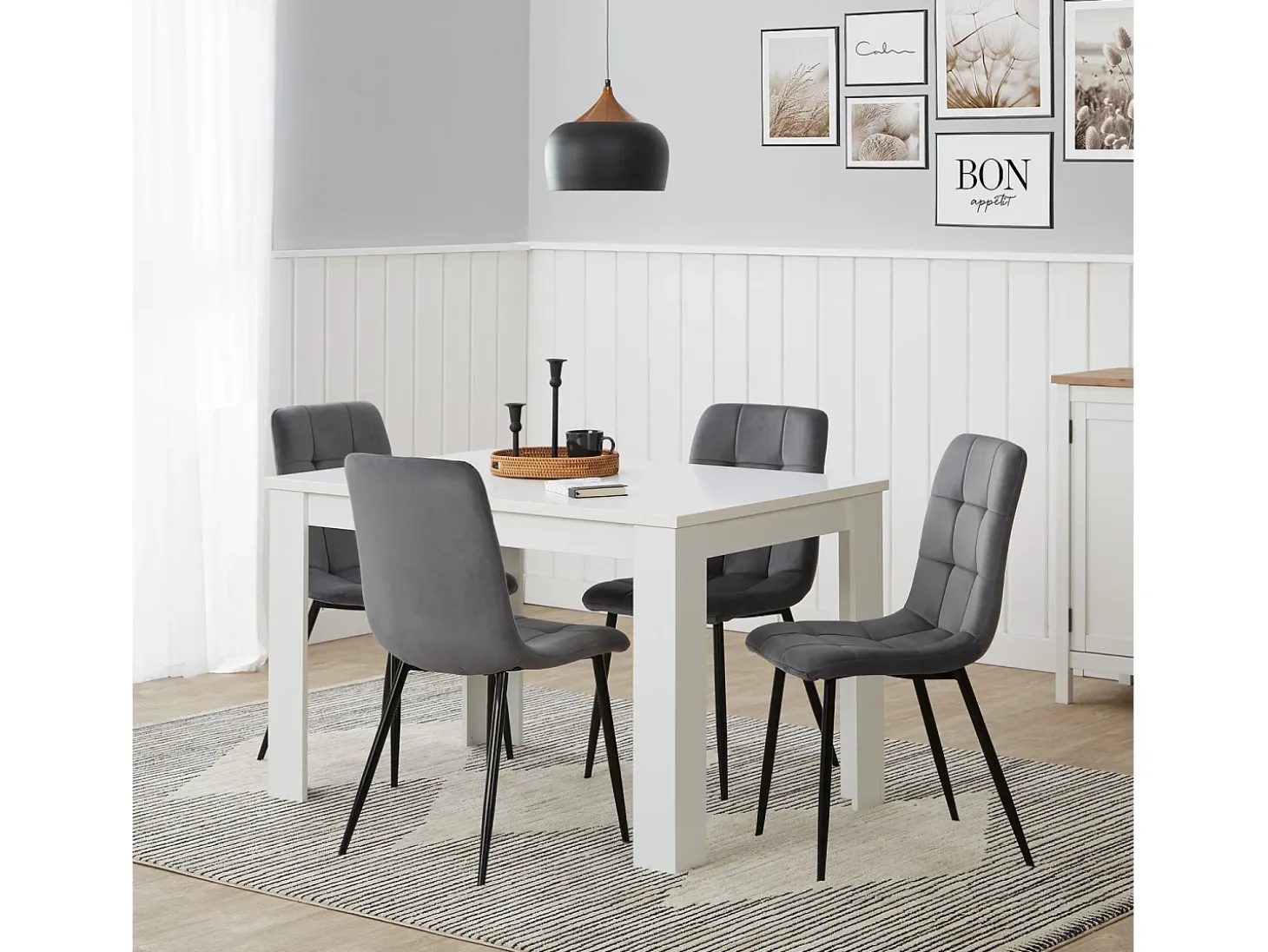 Silla de comedor 43.5x88x50 cm gris Eames