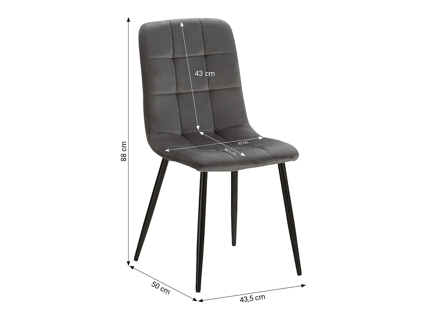 Silla de comedor 43.5x88x50 cm gris Eames