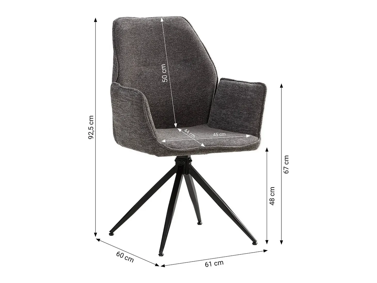 Silla de comedor 61x92,5x60 cm gris