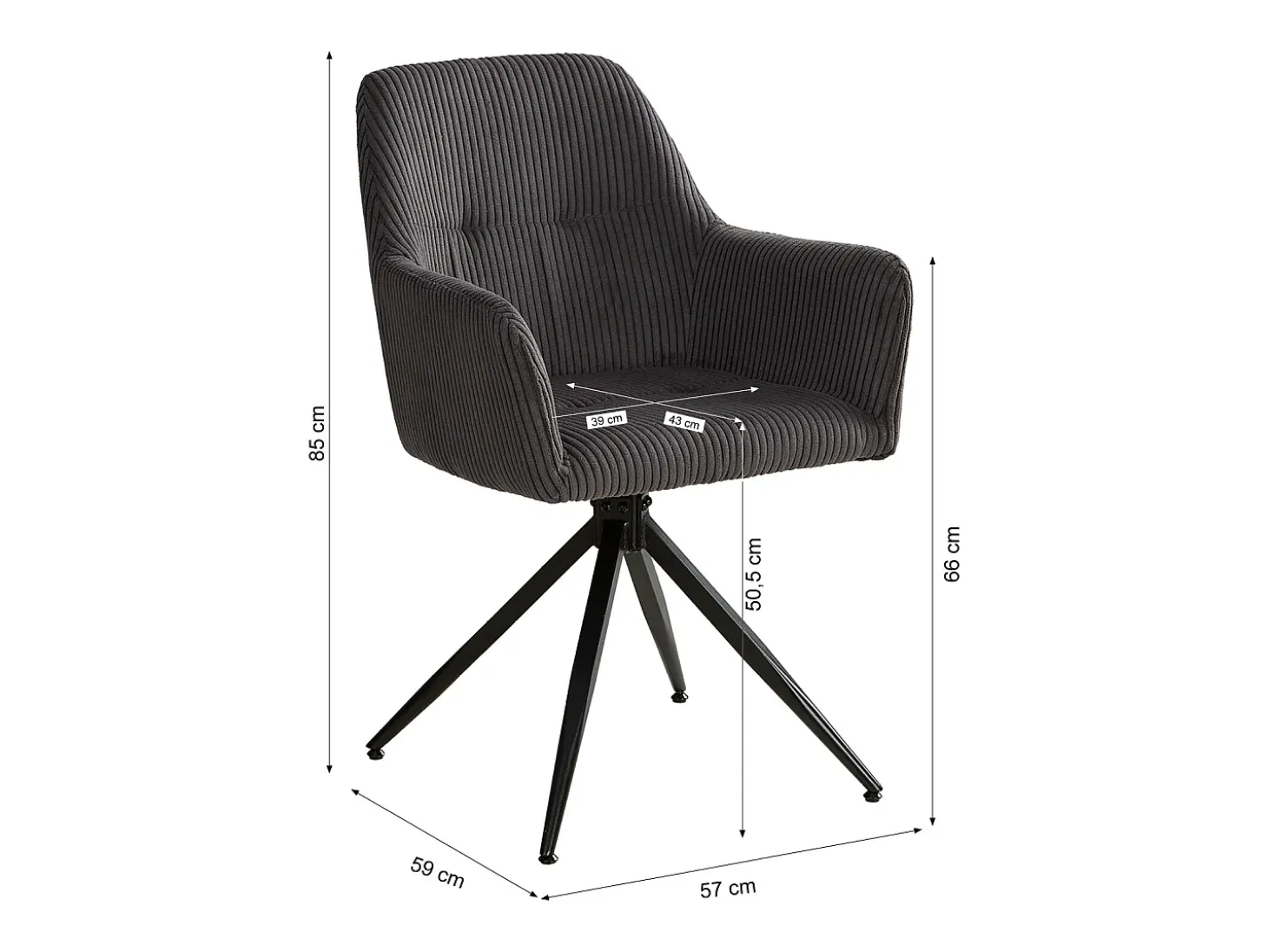 Silla de comedor 57x85x59 cm gris