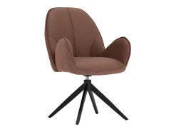 Silla de comedor 60x90x59 cm Marrón Moderno Silla Egg Tapizada en Bouclé Sillón de cuero con brazos