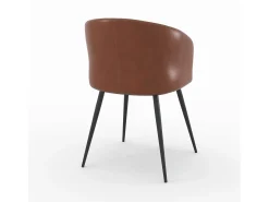 Silla de cuero de búfalo marrón y patas de metal negro - Anatole