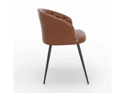 Silla de cuero de búfalo marrón y patas de metal negro - Anatole