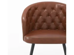 Silla de cuero de búfalo marrón y patas de metal negro - Anatole