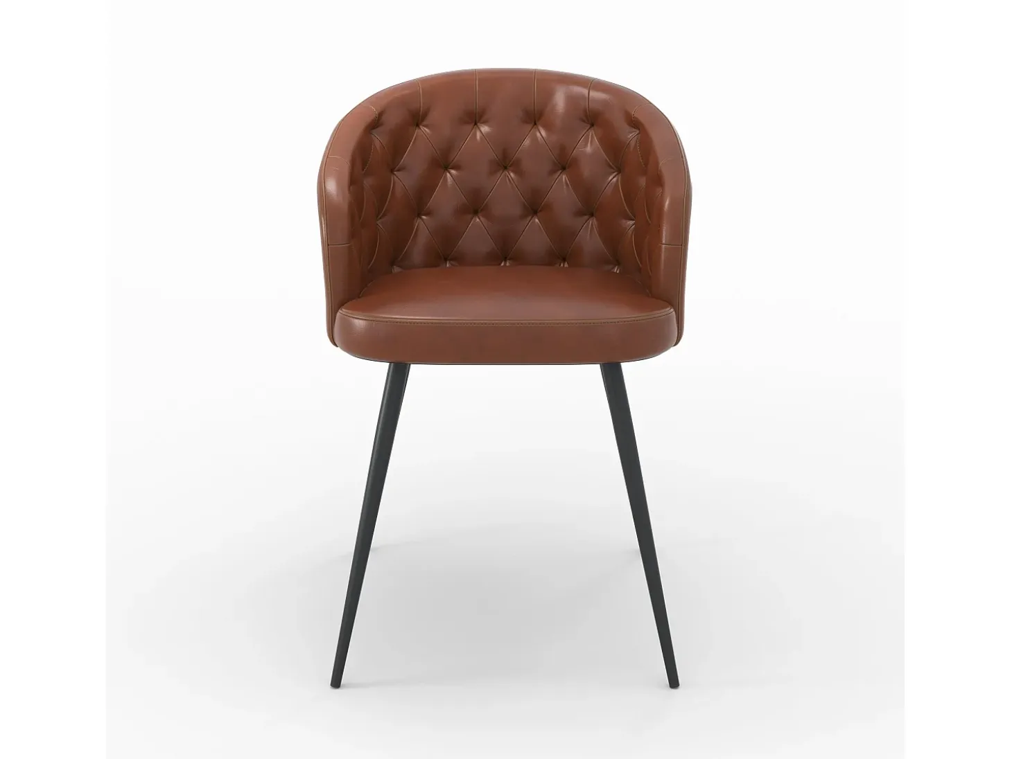 Silla de cuero de búfalo marrón y patas de metal negro - Anatole