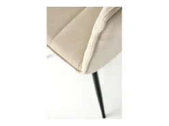 Silla de diseño Assia de tela beige con patas de metal negro