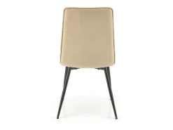 Silla de diseño Assia de tela beige con patas de metal negro