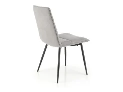 Silla de diseño Assia de tela gris con patas de metal negro